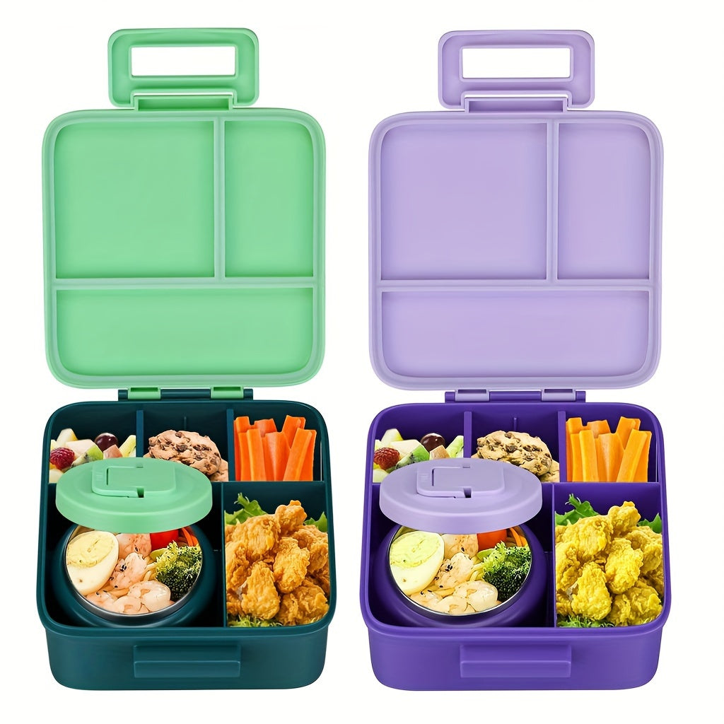Stainless Steel Insulated Lunch Container Set 8oz Thermos Food Jar with Cooling Container for Kids School Work Meal Prep Purple Green