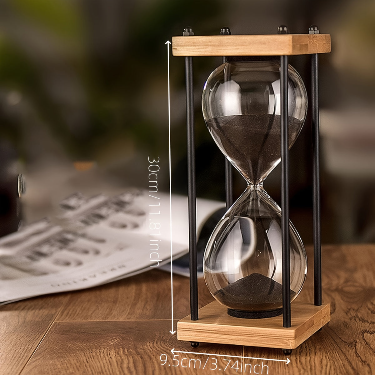 Decorative Hourglass Timer 60 Minute with Wooden Frame - Large Sand Timer for Kitchen Cooking, Home Office Bedroom Decor, Unique Gift for Birthday, Valentine's Day & Holidays