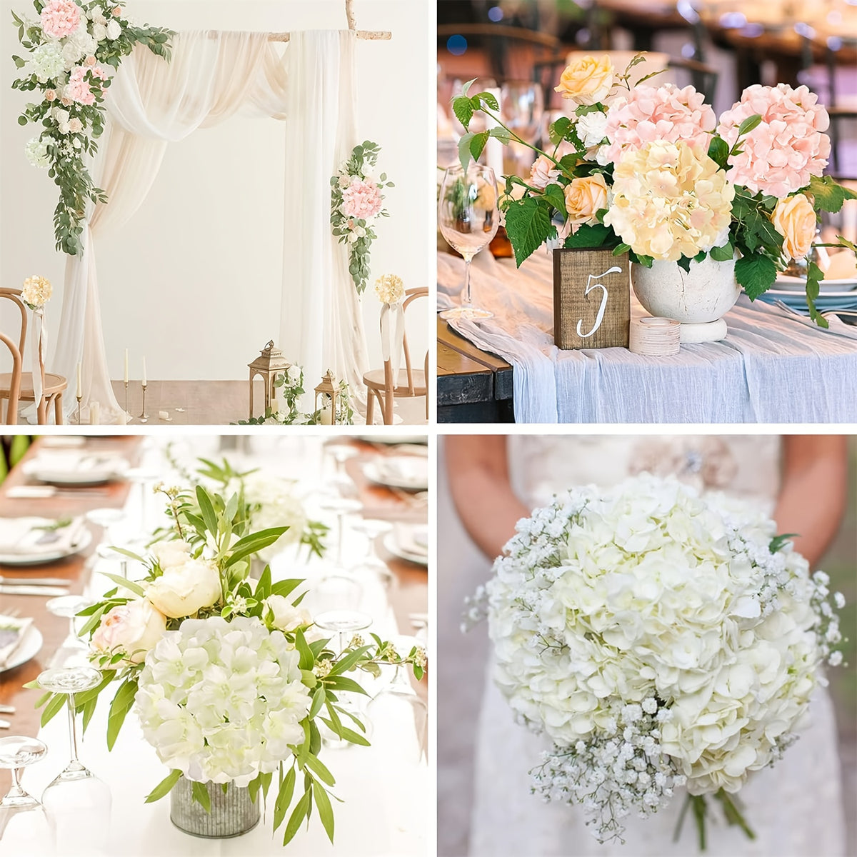 Bulk Artificial Hydrangea Flower Heads 72pcs with Stems - Faux Hydrangea Flowers for Home, Wedding & Party Decorations, Floral Arrangements & Centerpieces