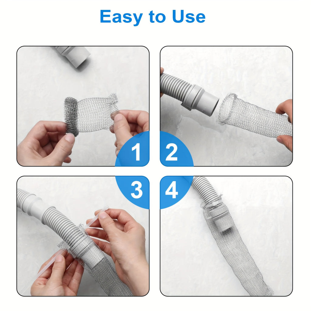 Washing Machine Lint Traps 50-Pack, Stainless Steel Mesh Filter Screen with Nylon Ties for Washer Drain Hose, Lint Catcher Prevents Clogs