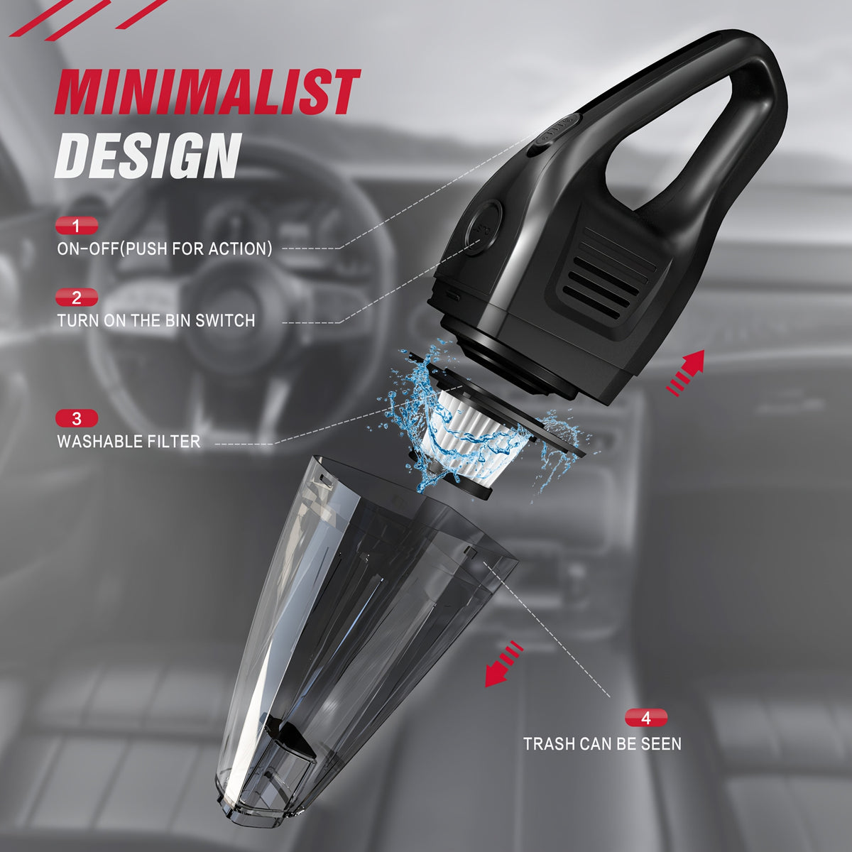 Cordless Handheld Vacuum Cleaner – Lightweight, Powerful Suction, Large Capacity & Rechargeable, Deep Cleaning for Home, Kitchen, Car & Office | 6 Colors
