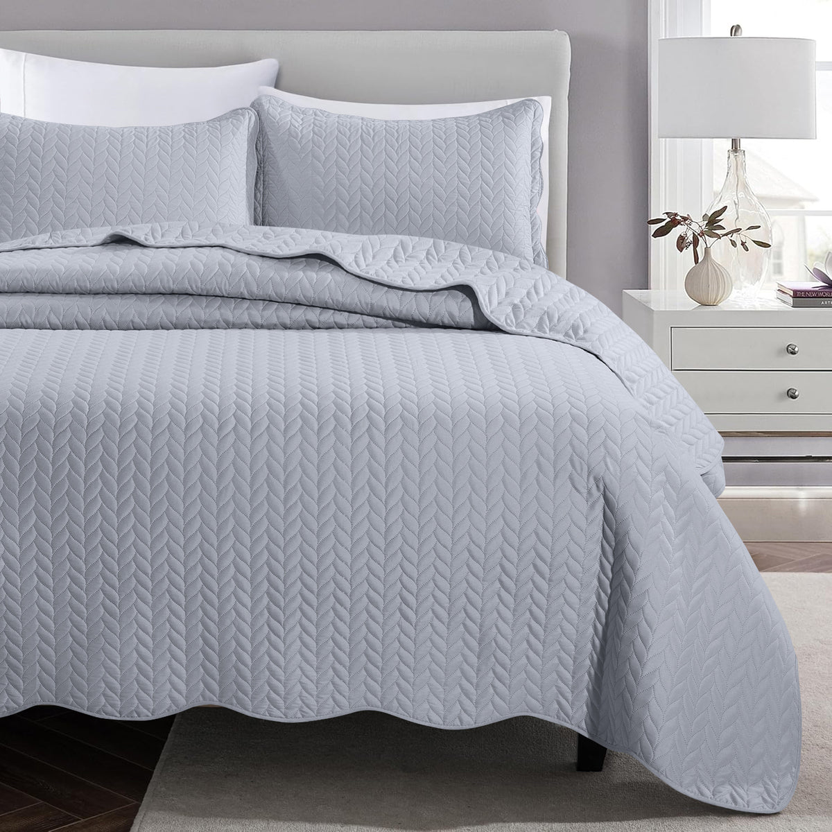 Microfiber Quilt Bedspread Set All Season Lightweight – Soft Breathable Quilted Coverlet Twin Full Queen King 16 Colors Machine Washable
