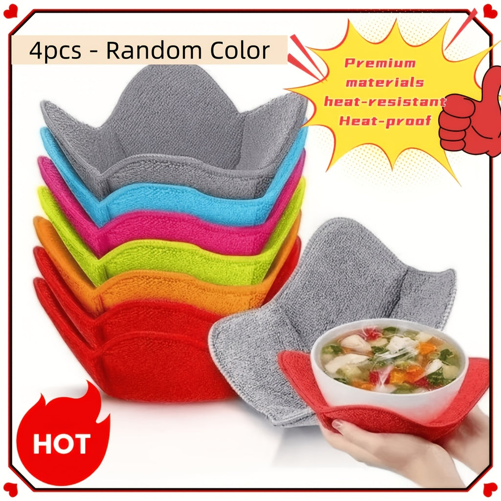 Microwave Bowl Holders 4-Pack Heat Resistant Non-Slip Insulation Mats Food Safe Polyethylene Microwave Safe Bowl Cozies for Kitchen Meal Prep