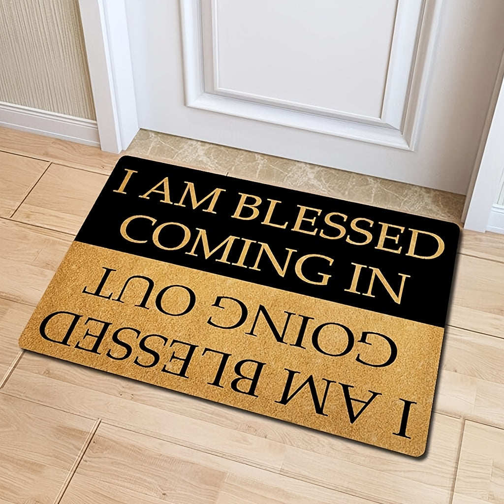 I Am Blessed Doormat Quick Dry Anti-Slip Rubber Back Entrance Rug – Indoor Welcome Mat for Front Door, Entryway & Home – Inspirational Blessing Design