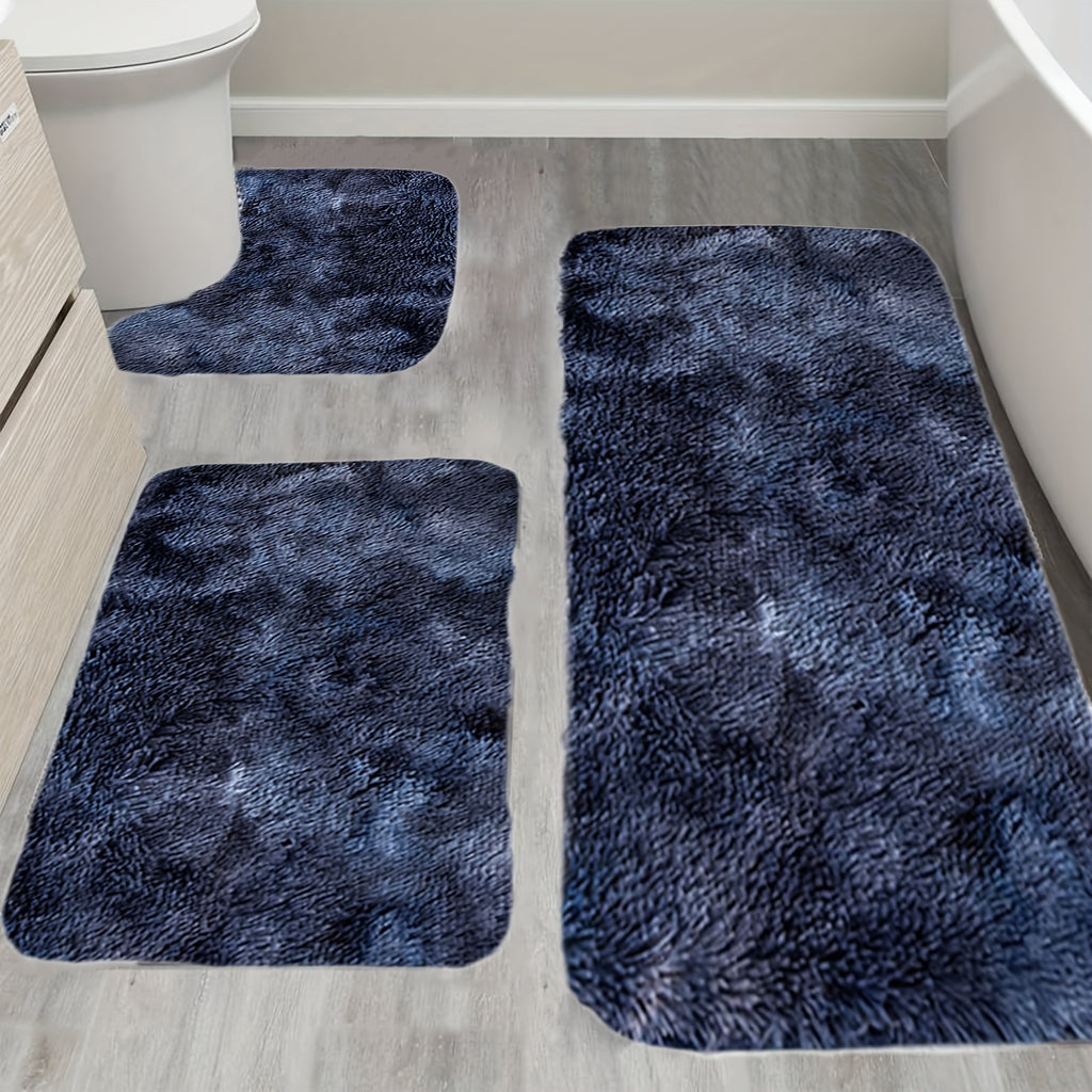 Plush Bath Rugs Set 1-6 Pieces, Multi-Color Microfiber Non-Slip Bathroom Mats – Soft Water Absorbent Thick Machine Washable Toilet Mats for Bathroom, Tub & Shower