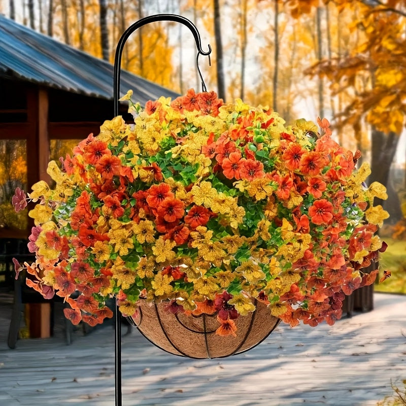 8-Pack Artificial Autumn Chrysanthemum Bouquets – UV-Resistant Non-Fading Faux Orange Fall Flowers for Home, Porch, Garden & Wedding Decor, Indoor Outdoor All-Season Decoration