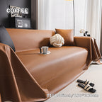 Faux Leather Sofa Cover Universal Anti-Slip Pet Friendly Machine Washable Couch Slipcover All Season Light Grey Coffee Black 3 Sizes
