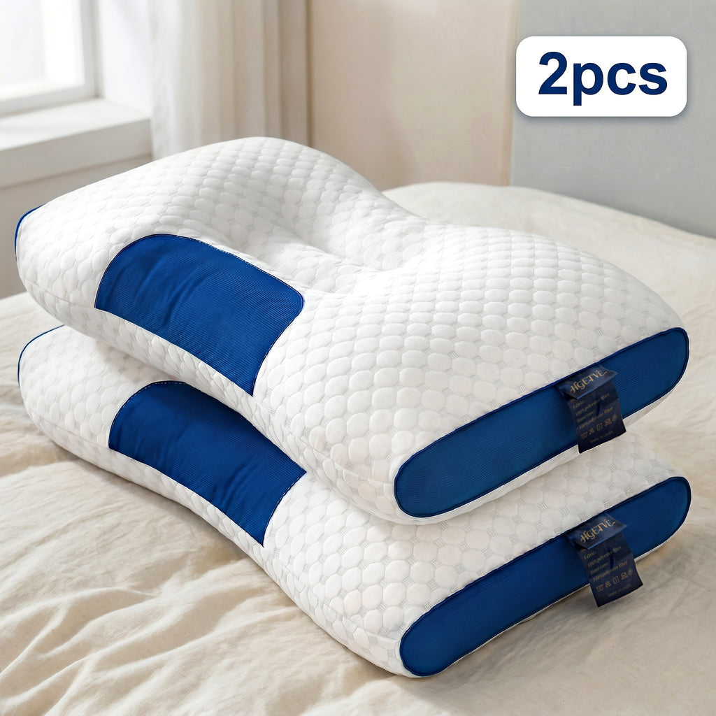Ergonomic Neck Pillow 2-Pack with 3D Honeycomb Mesh Surface, Breathable Cooling Anti-Sweat Sleep Pillow, Soft Supportive Cushioning for Side and Back Sleepers