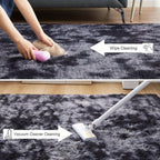 Shaggy Plush Area Rug Non-Slip Machine Washable Fluffy Tie-Dye Shedding Resistant 5x8 8x10 ft for Living Room Bedroom 7 Colors
