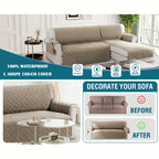 L-Shaped Sectional Sofa Cover 100% Liquid-Resistant Couch Slipcover with Non-Slip Straps for Dogs Cats Pets Left Right Chaise