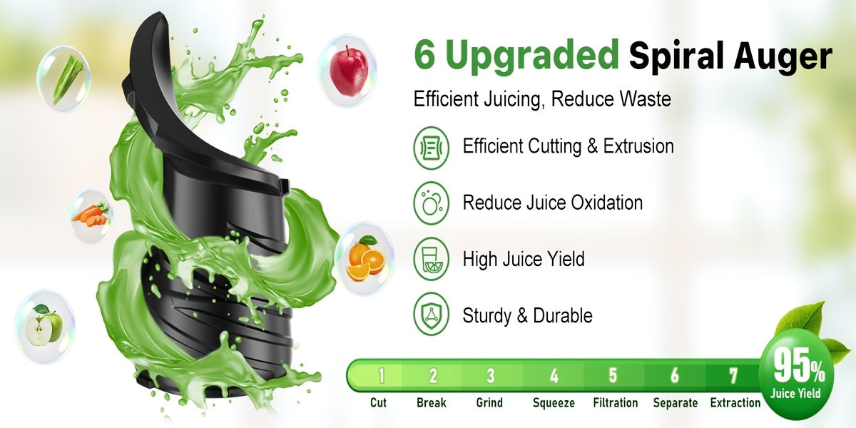 Cold Press Juicer 2-in-1 Masticating Slow Juicer 45oz Large Capacity, 350W with Extra-Large Feed Chute, 50 RPM Nutrient-Preserving Technology – Easy Clean Juicer for Vegetables & Fruits, Black & Pink