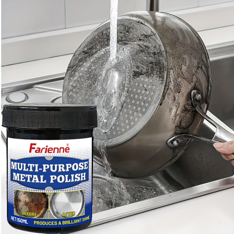 Calcium Carbonate Metal Polish Paste 150g with Sponge – Restores Shine on Stoves, Range Hoods, Pots & Sinks | Long-Lasting Protection & Luster