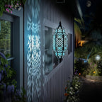Solar Moroccan Lanterns Outdoor Set of 2 – Multicolor IP54 Waterproof Hanging Lights with Cut-Out Design for Garden, Patio, Pathway & Halloween Decor, Auto Dusk-to-Dawn Sensing