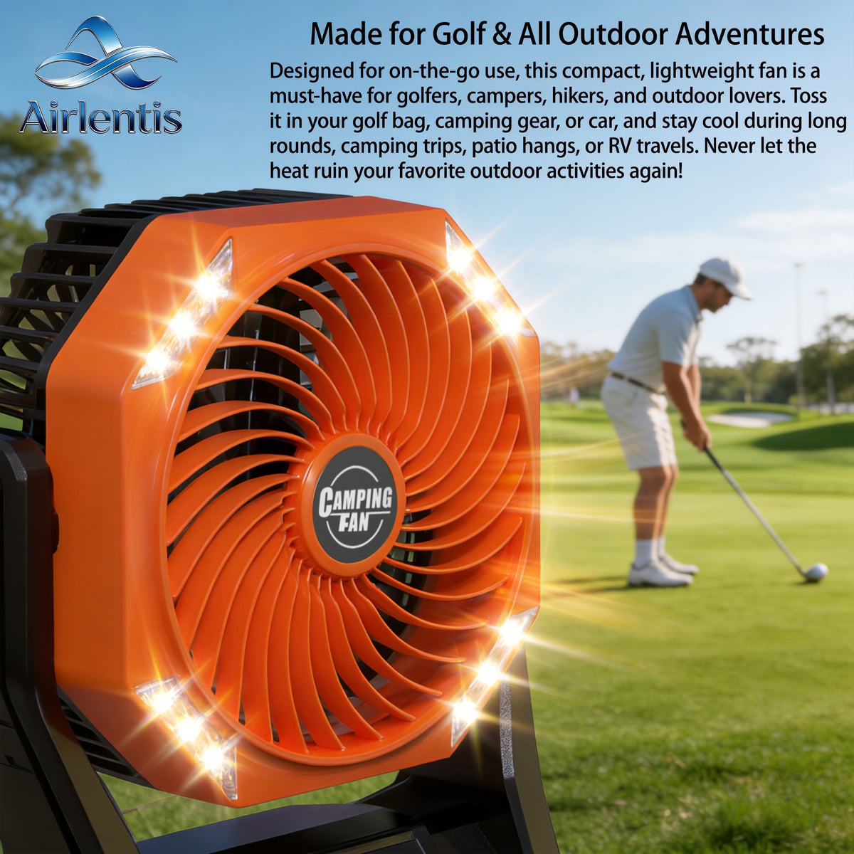 Camping Fan 20000mAh Battery LED Light 4-Speed Brushless Motor 180 Degree Oscillation 22-26H Runtime Portable Rechargeable Outdoor Fan for Camping Hiking Picnic Emergency Power Outage Green