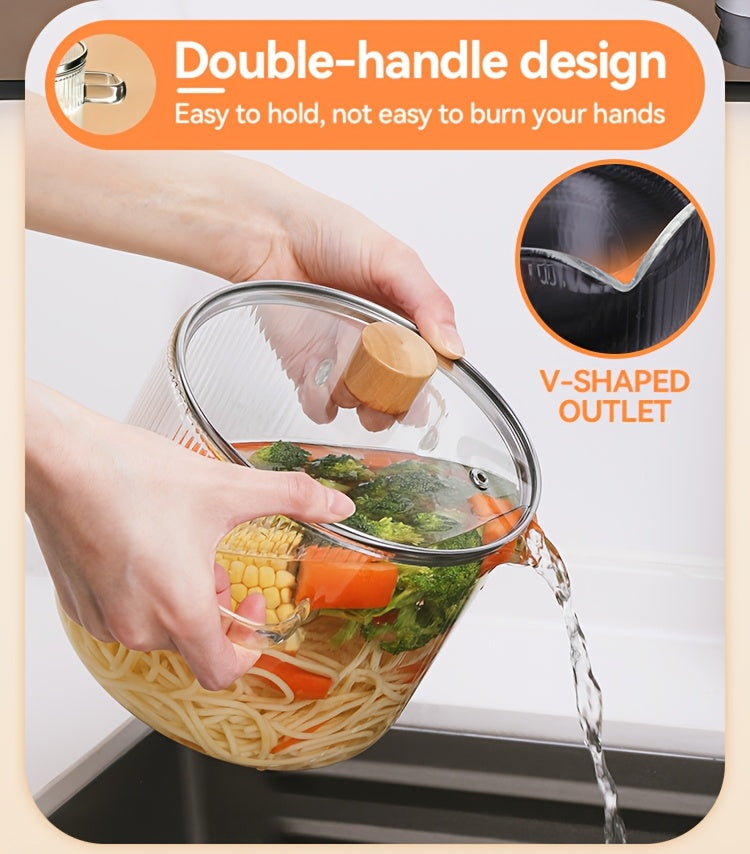 Borosilicate Glass Pots with Lids Set of 2 Stovetop Safe 78Oz & 54Oz Saucepan for Soup Ramen Milk Heat Resistant