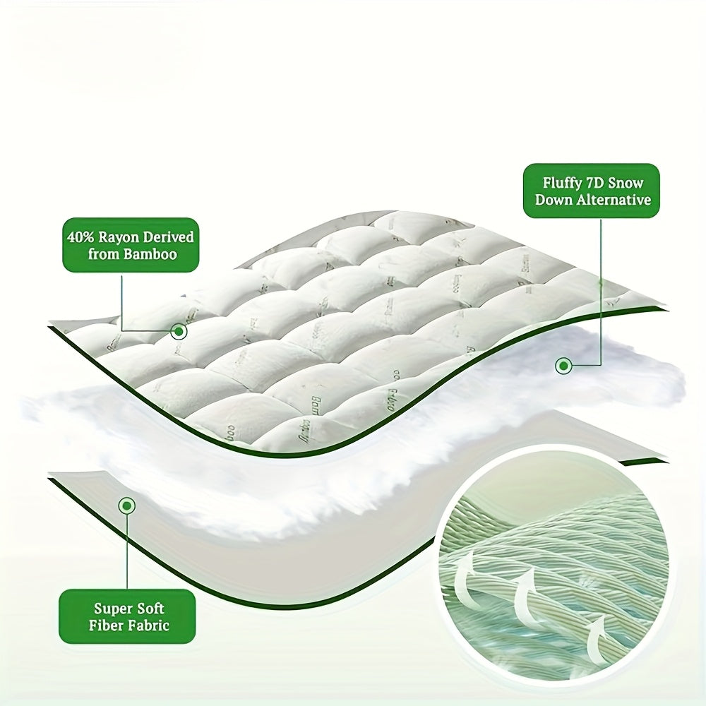 Bamboo Cooling Mattress Cover Deep Pocket 8-21 Inch, Soft Breathable Mattress Topper Protector for Twin Full Queen King Cal King, Hotel Quality Bedding for Home Hotel Dormitory
