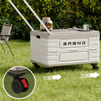 Collapsible Rolling Crate Cart with Wooden Lid & Wheels – 13.21 Gallon Foldable Utility Cart for Picnic, Shopping, Office, Teacher & Home Storage