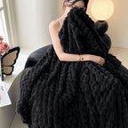 Super Soft Fuzzy Plush Throw Blanket 100% Polyester Lightweight Queen Size Bed Blanket for Women Bedroom Spring Summer 4 Colors 4 Sizes