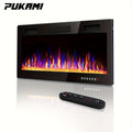Vitesse Ultra-Thin Electric Fireplace In-Wall Recessed & Wall Mounted Linear Heater Multicolor Flame Timer 750W/1500W Touch Screen Remote Control