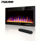 Vitesse Ultra-Thin Electric Fireplace In-Wall Recessed & Wall Mounted Linear Heater Multicolor Flame Timer 750W/1500W Touch Screen Remote Control