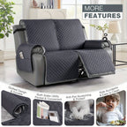 Waterproof 2-Seater Recliner Cover & Slipcover, Durable Furniture Protector for Living Room & Office, Water-Resistant Loveseat Recliner Chair Cover in Khaki, Light Gray & Burgundy