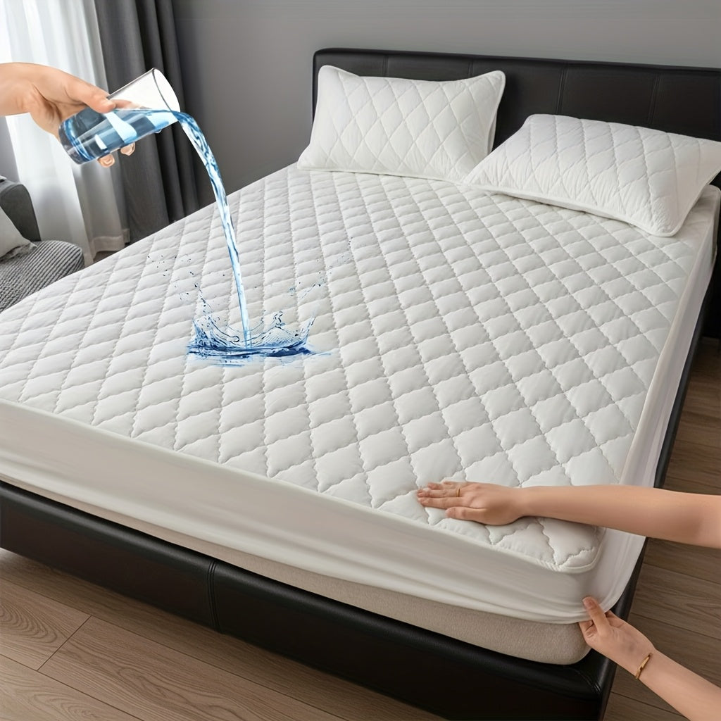Mattress Protector Deep Pocket 11.8-Inch Thickened Fitted Cover with Embossed Design – Solid Color Bedding Essential for Twin Full Queen King, 7 Colors