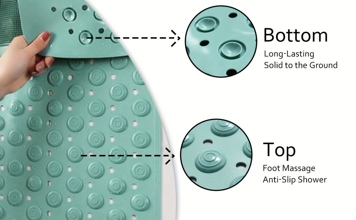 Anti-Slip Shower Mat with Massage Function – Extra Large Non-Slip Bathtub Mat for Safety & Comfort | 19.7”x31.5” | Green, Grey, White, Blue, Khaki & Pink