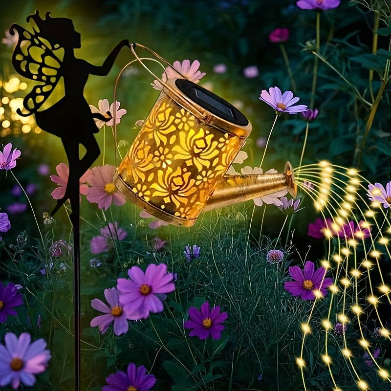 Solar Fairy Watering Can Light with String Lights – Vintage Metal Outdoor Garden Lamp, 600mAh Battery, Auto Dusk-to-Dawn, Portable Pathway & Patio Decor Light for Lawn & Garden, White or Colorful