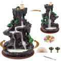 Backflow Incense Burner Waterfall Holder 2-Side Design with 120 Backflow Cones & 30 Incense Sticks - Aromatherapy Ornament for Home Decor, Meditation & Relaxation