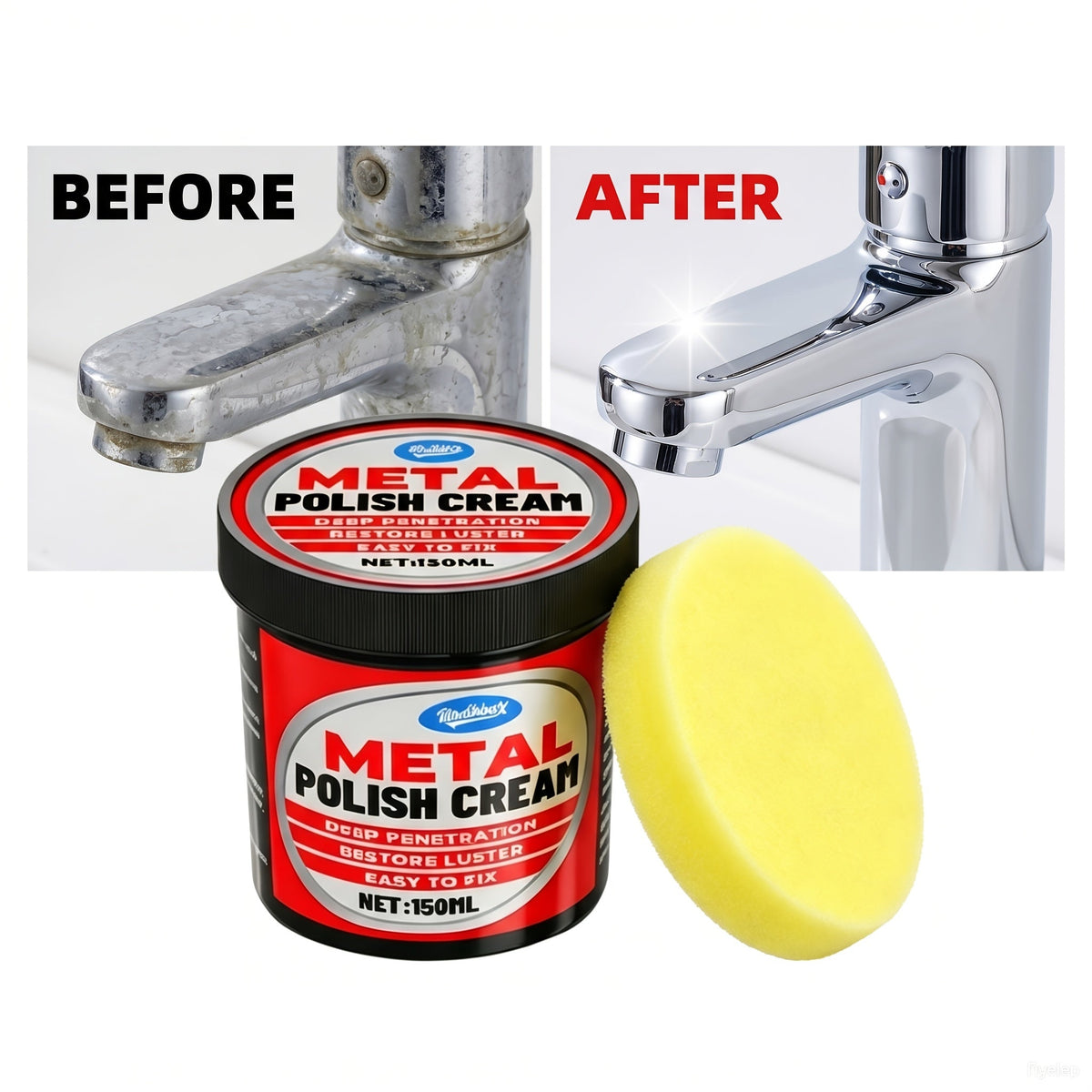 Metal Polishing Paste Multi-Purpose Stainless Steel Restoring Cream for Kitchen Appliances, Ovens, Range Hoods & Alloy Surfaces - Glycerin Formula, Smooth Finish, Long-Lasting Shine