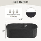 Folding Storage Ottoman Bench – Oval Round Cushioned Foot Stool with Storage Chest, 250 lb Capacity, 30" & 43", Black & White