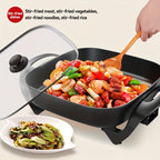 Non-Stick Ceramic Electric Pot with Glass Lid – Aluminum Body, Adjustable Temperature, Fry, Bake, Steam & Boil – Easy Clean Countertop Cooker for Home