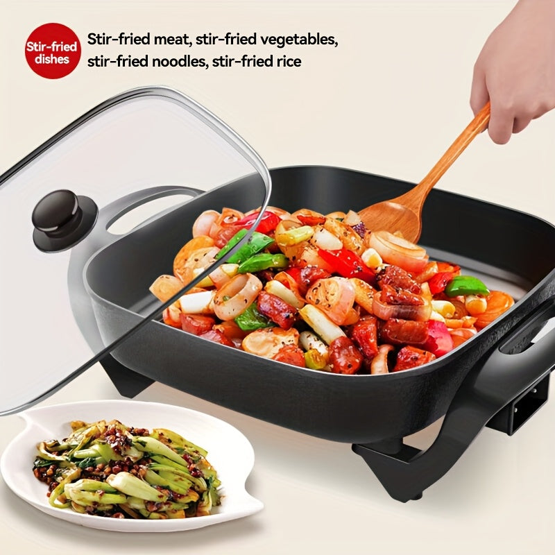 Non-Stick Ceramic Electric Pot with Glass Lid – Aluminum Body, Adjustable Temperature, Fry, Bake, Steam & Boil – Easy Clean Countertop Cooker for Home