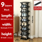 Stackable Shoe Rack Organizer 6 or 9 Tier – Plastic Vertical Shoe Shelf for Entryway, Hallway, Bedroom & Closet, Holds 6–9 Pairs, Easy Assembly, Black or White