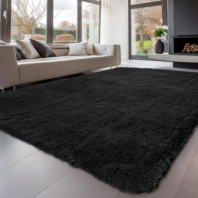 Plush Soft Long-Haired Area Rug – Machine Washable Warm Shaggy Carpet for Bedroom, Living Room, Kitchen & Bathroom, Multiple Colors, 5x8ft or 6x9ft