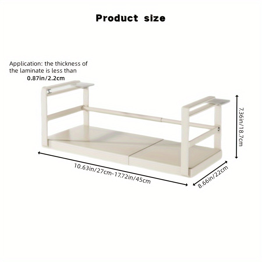 Expandable Cabinet Shelf Organizer Riser – Adjustable Height Kitchen Storage Rack for Pantry, Cupboard, Under Sink & Countertop | Heavy Duty Metal | Space Saver Stackable Shelf | Black & White