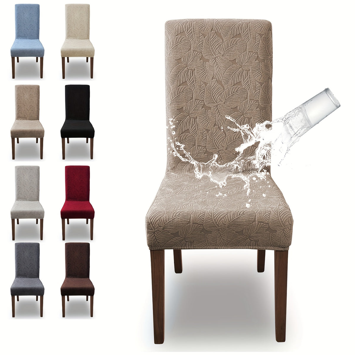 Dining Chair Covers 4/6pcs – Plant Print Stretch Parsons Chair Slipcovers 90% Polyester Elastic Band All-in-One Seat & Back Protector, Vintage Elegant Style for Kitchen Wedding Mother's Day Gift