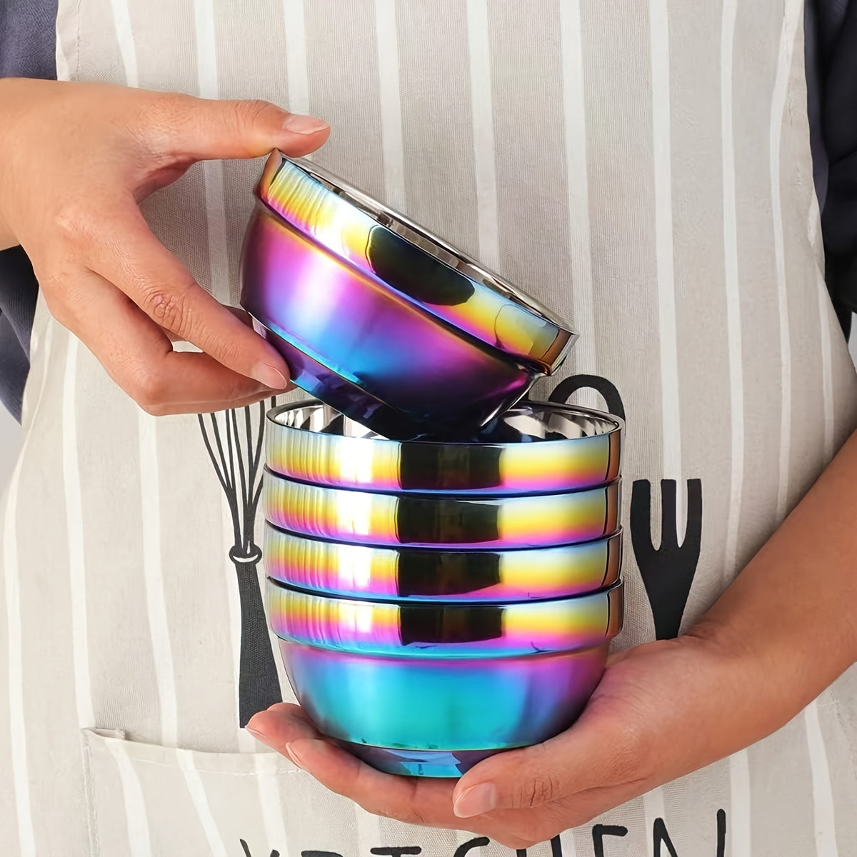 Rainbow Stainless Steel Camping Dinnerware Set – 12 or 36-Piece Plates, Bowls, Cups, Forks, Spoons & Knives for Outdoor Picnic, Backpacking & Family Camping