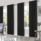 100% Blackout Curtains Rod Pocket 4 Panels - Thermal Insulated Energy Saving Drapes for Bedroom Living Room, 38" & 52" Wide 54"–108" Long, 7 Colors