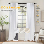 100% Blackout Curtains Back Tab & Rod Pocket for Bedroom Living Room - Thermal Insulated Darkening Drapes 2 & 4 Panel Sets for Windows Office Kitchen, Modern Home Decor