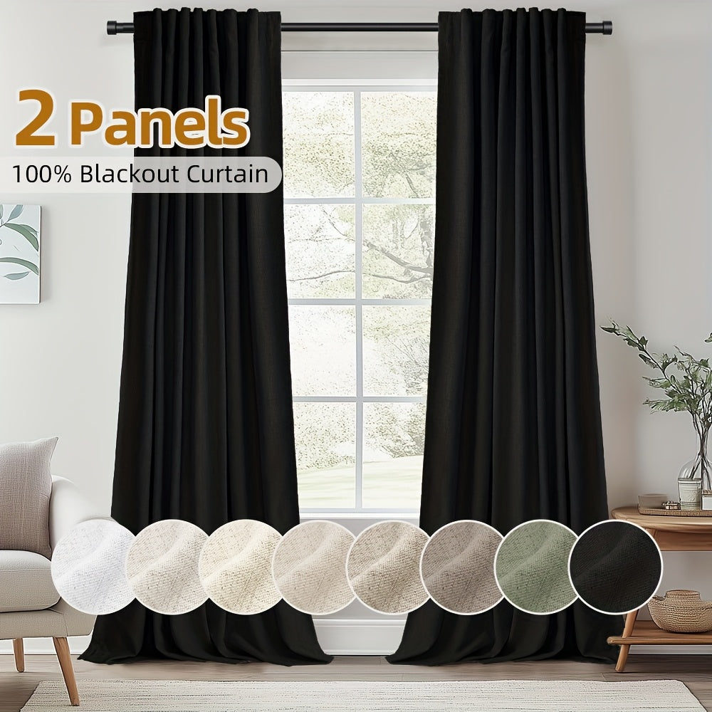 Back Tab Blackout Curtains 2 or 4 Panels – 100% Light Blocking Thermal Insulated Window Drapes for Living Room, Bedroom & Office, 50"W Multiple Lengths, 9 Colors