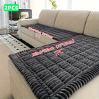 Jacquard Couch Cushion Cover 2pcs Set Solid Color Sofa Seat Cover - Soft Thick Plush Non-Slip Machine Washable Pet Friendly for 2 3 4 Seat Sectional Sofa Living Room Bedroom, 4 Colors