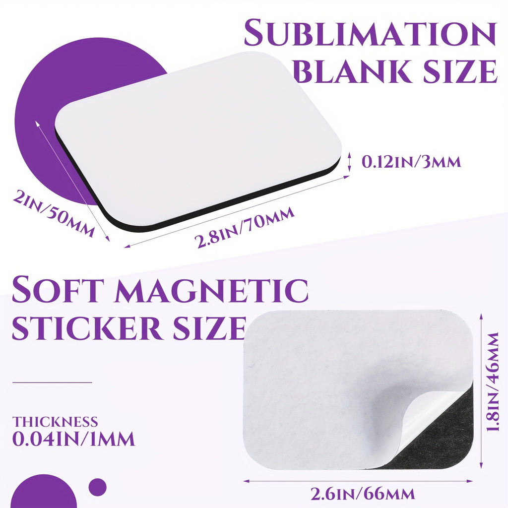 96-Pc Sublimation Blank Fridge Magnets – Thick Refrigerator Magnet Blanks for DIY Crafts, Kitchen & Office Decor, 2.8x2 Inch Square