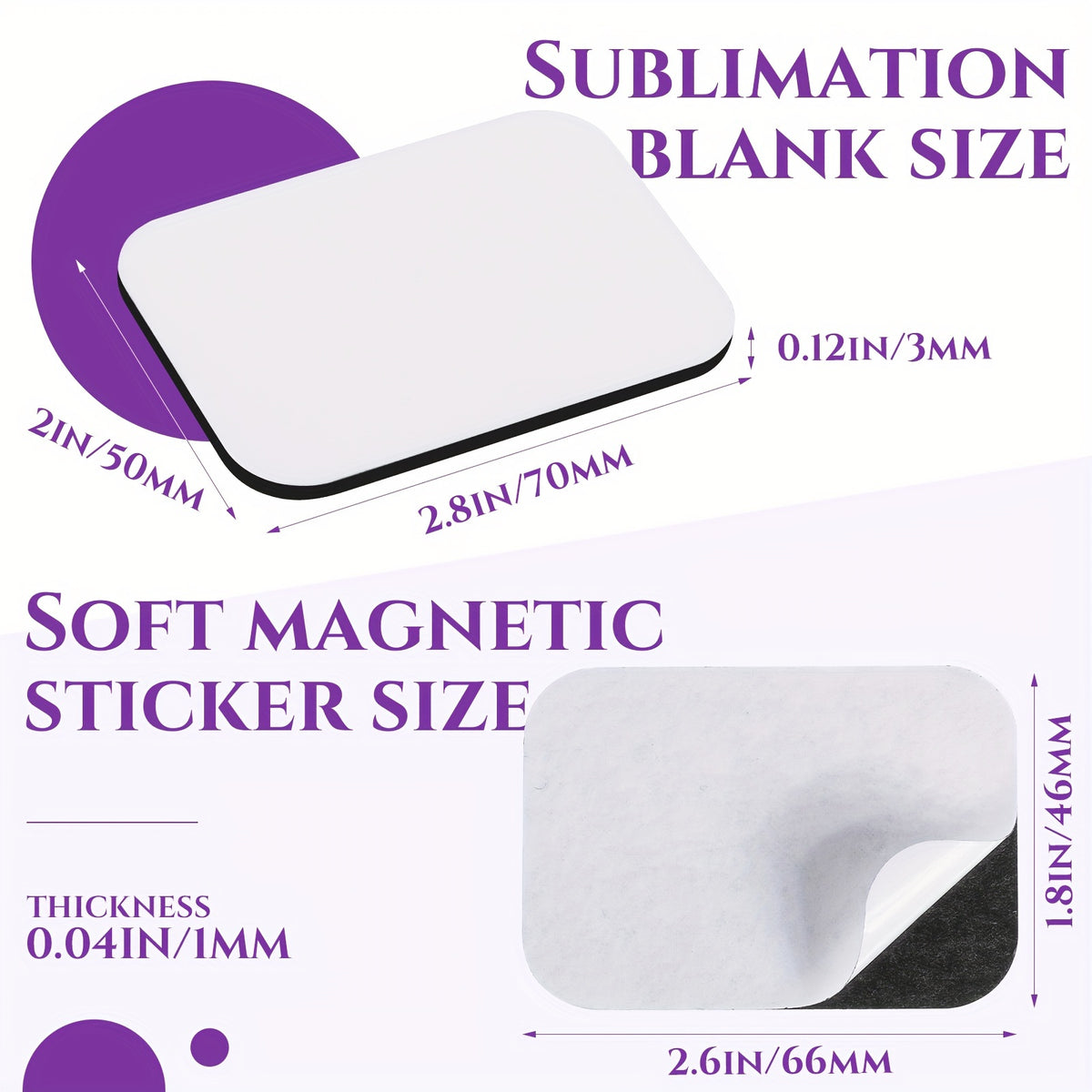 96-Pc Sublimation Blank Fridge Magnets – Thick Refrigerator Magnet Blanks for DIY Crafts, Kitchen & Office Decor, 2.8x2 Inch Square