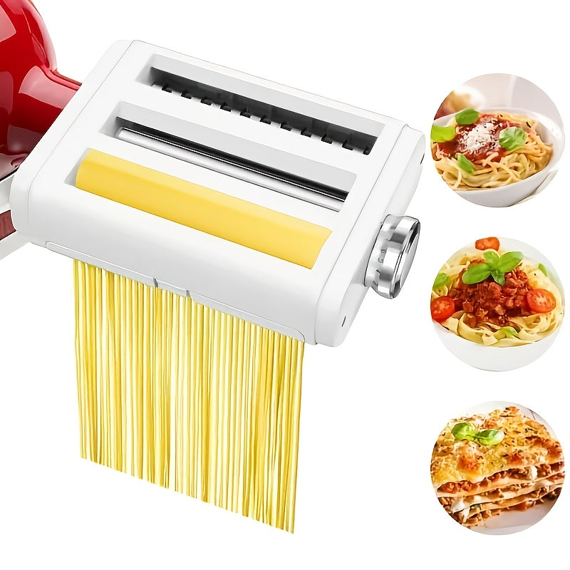 3-in-1 Stainless Steel Pasta Maker Attachment for Stand Mixers – Homemade Spaghetti, Fettuccine & Noodle Making Kit