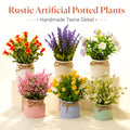 Artificial Potted Plants Set of 6 - Mini Fake House Plants with Pots and Realistic Faux Greenery - Low-Maintenance Plastic Plants for Office Desk, Shelf, Tabletop, Doorway and Year-Round Home Decor