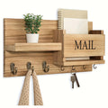 Solid Wood Wall-Mounted Storage Rack with Mailbox Slot, Door Handle & Decorative Hooks – Multifunctional Entryway Organizer for Keys, Hats & Books, Space-Saving Wall Shelf for Bedroom, Bathroom & Living Room