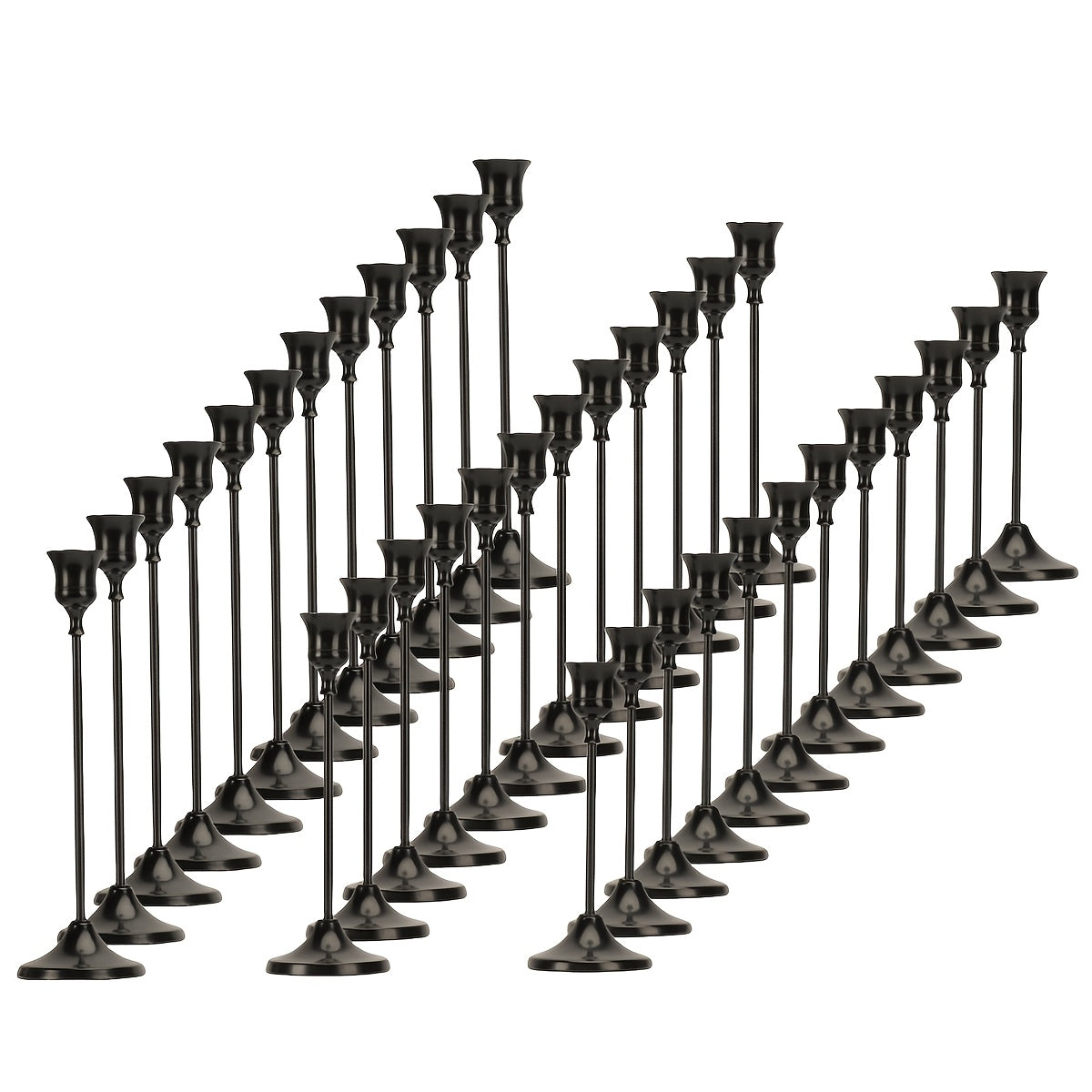 Metal Taper Candle Holders Set Elegant Detachable Base for Wedding Centerpiece Candlelit Dinner Table Decor Home Accent Copper and Black Set of 6 12 36