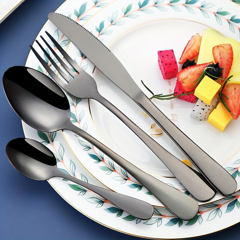30-Piece Deluxe Golden Stainless Steel Flatware Set with Wooden Gift Box – Mirror Polished Knives, Forks & Spoons for 6 | Wedding, Business & Celebration Gift