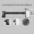 No Drill Telescopic Curtain Rod Adjustable 15.75-196.85in 33mm Extendable Shower Curtain Rod for Large Windows Anti-Slip No Screws